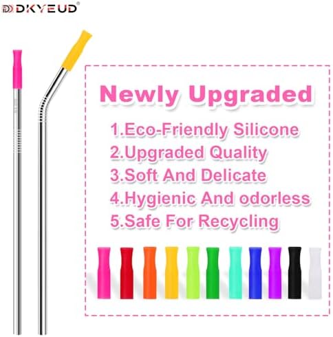 36PCS 12 Colors Food-Grade Metal Straws Reusable Silicone Tips,Only Fit Diameter 0.32In- 8mm Stainless Steel Straws, BPA Free, Eco-Friendly - Image 5