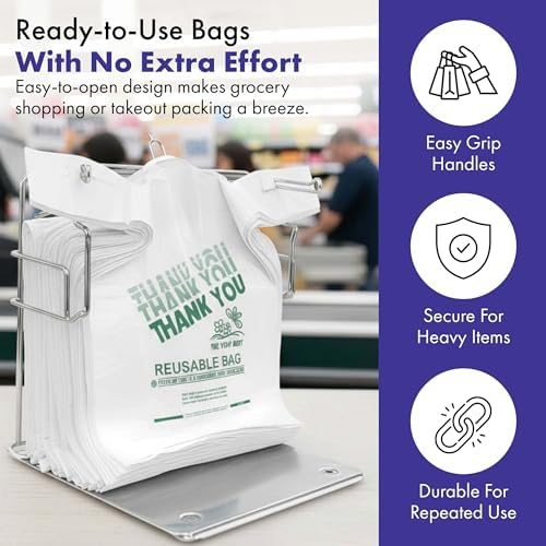 2.25 Mil Reusable Plastic Grocery Bags | PACK OF 200 12" x 7" x 22" - Image 4