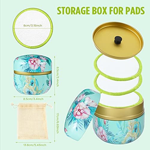 16 Pack Reusable Makeup Remover Pads - 100% Organic Cotton Rounds Washable & Eco-Friendly with Laundry Bag & Sturdy Storage Box for All Skin Types, Adults & Kids - Image 2