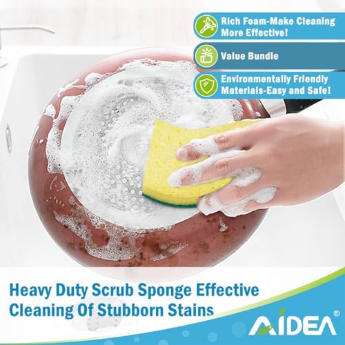 AIDEA Sponges Kitchen-24Count, Heavy-Duty Scrub Sponges, Sponges for Dishes - Image 5