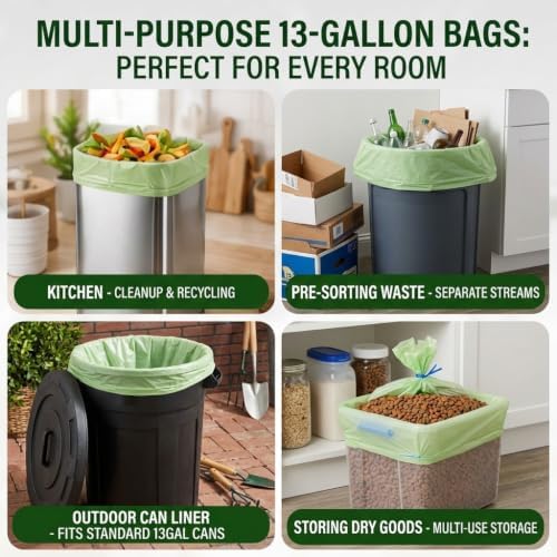 OrangeBio 13 Gallon Compostable Trash Bags, 50 Count, BPI Home Certified - Image 7