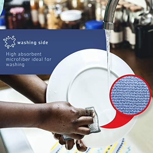 2-Sided Premium Microfiber Dish Sponge and Scrubber 3 Pack Variety - Heavy Duty Scouring Non-Scratch Multi-Surface - Image 3
