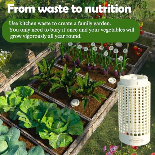 Underground Worm Farm, Garden Mini vermicomposting bin for use in Outdoor Gardening from Kitchen Food Waste, with Holes and lid, White (10.2x4.3x4.3IN) - Image 5