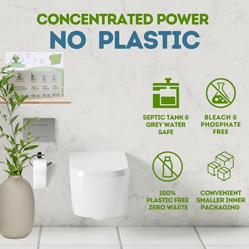 Toilet Cleaning Sheets & Descaler Tablets COMBO, 60 Toilet Bowl Cleaner Strips & 4 Toilet Stain & Ring Remover Tablets, Plastic Free, No Harsh Chemicals, Septic & Gray Water Safe, No Mess - Image 4