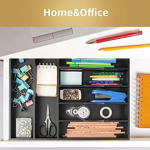 Bamboo Silverware Holder Drawer Utensil Organizer with 7 Slots Black - Image 6