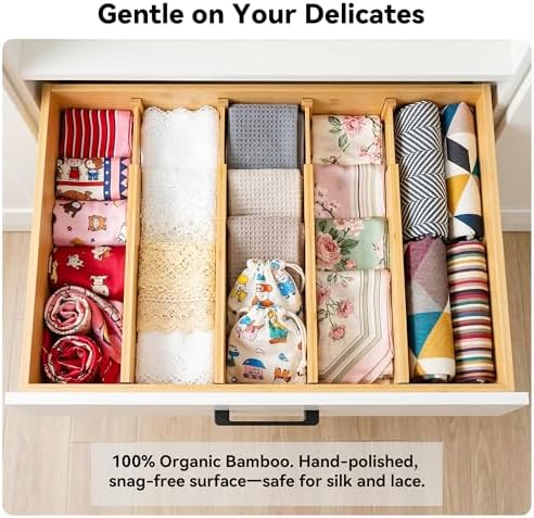 4 Pack 8" Deep Bamboo Drawer Dividers, 17-22" Expandable Kitchen Organizers - Image 6