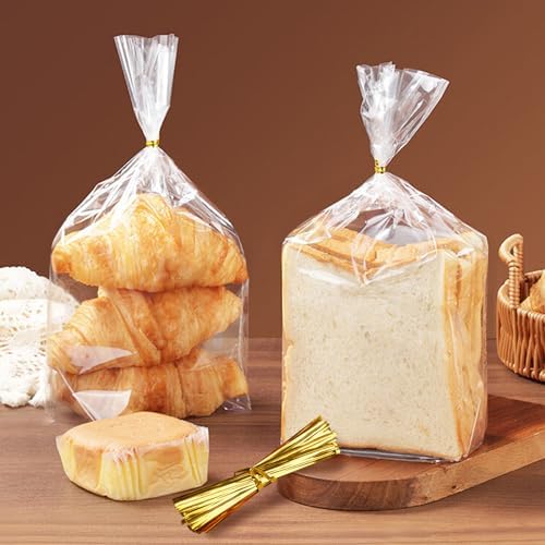 vivinin 70 Pack Bread Bags & 100 Pack Ties, 8" x 4" x 18" Clear Bread Bags for Homemade Bread, Reusable Plastic Bread Storage Bags for Bakers, Bakery Owners - Image 5