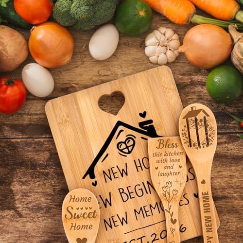 House Warming Gifts New Home - "New Home, New Beginnings, New Memories" Engraved Bamboo Housewarming Gifts New Home Cutting Board Set, 2026 House Warming Gifts. - Image 7