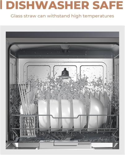 Foogwee® 20 Packs Reusable Glass Straws Set, 10'' x 10mm Clear Drinking Straws for Smoothies, Shakes, Coffee, Juice, Sodas, Milk, Tea, Cocktails, Set of 8 Straight and 8 Bent with 4 Cleaning Brushes - Image 4