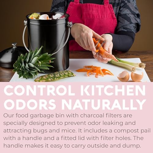 Epica Kitchen Compost Bin for Kicthen Countertops, 1.3 Galllon - Black - Image 6