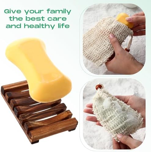 Mumufy 12 Pcs Bamboo Soap Dish Sisal Bag Drain,Mixed Color,Bamboo, Wooden - Image 6