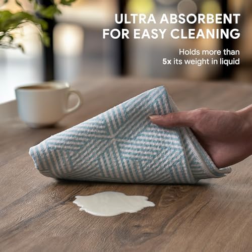 RECYCO Waffle Kitchen Towel Set of 2 - Quick Dry Microfiber Sustainable Dish Towels - Ultra Absorbent Reusable Cleaning Tea Towels - Lightweight Hand Towels,16”x 28”, Modern Maze - Image 3