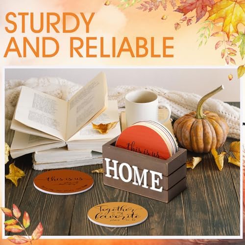 Queekay House Warming Gifts New Home Farmhouse Coasters Set of 6, Autumn - Image 5