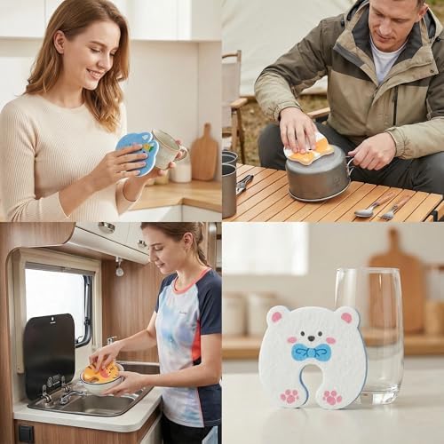 4 Pack Cute Animal Cellulose Sponges - Eco-Friendly Natural Wood Pulp Dish Sponges for Kitchen - Non-Scratch Scrub Pads for Dishes, Pots & Household Cleaning - Aesthetic & Functional Gift - Image 5