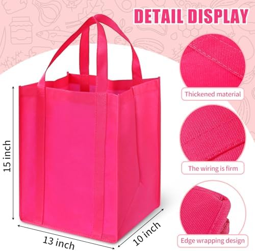 12 Pack Heavy Duty Reusable Grocery Bags - Large Shopping Totes Reinforced Handles, Holds 40 lbs, Foldable and Washable (Multicolor) - Image 4