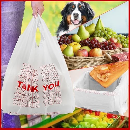 TashiBox Plastic bags/Shopping Bags/Thank You Bags/Reusable and Disposable Grocery Bag - Measures 11.5"" X 6.25"" X 21"", 15mic, 0.6 Mil (308)", transparent (Bag-308) - Image 6