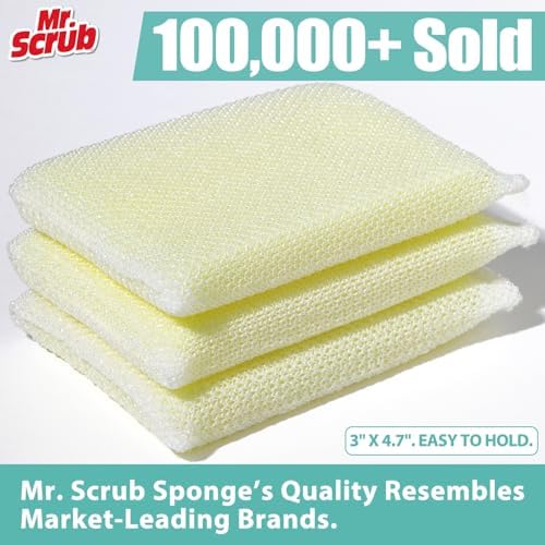 Mr. Scrub All-Purpose Sponges, Non Scratch, for Washing and Cleaning Dishes, Premium Scrub and Scrubbers, 12 Pads, Ideal for Kitchen, Bathroom - Image 2