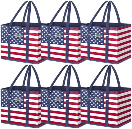 BALEINE 6PK Reusable Grocery Bags, Heavy Duty Shopping Tote Bag by BALEINE