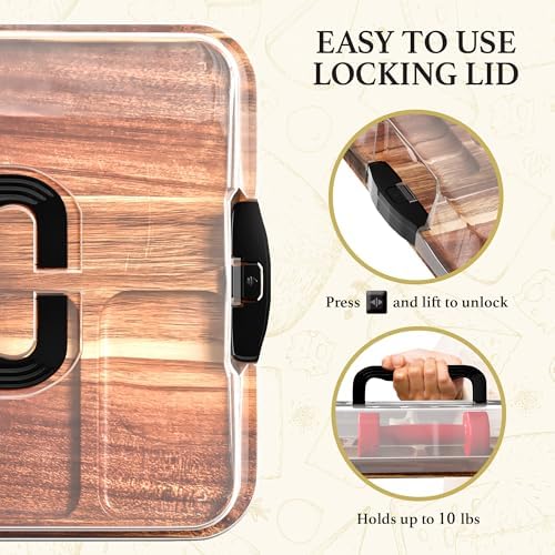 Acacia Charcuterie Board with Lid, Travel Portable Charcuterie Cheese Board, Serving Tray House Warming Gift New Home, Gifts for Women - Image 5
