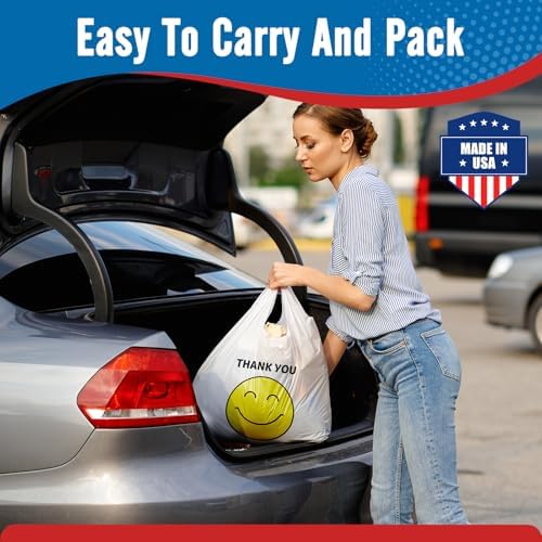 Fuxury 84000 (84K) Count Thank You Smile Plastic Shopping Bags with Handles - Image 6