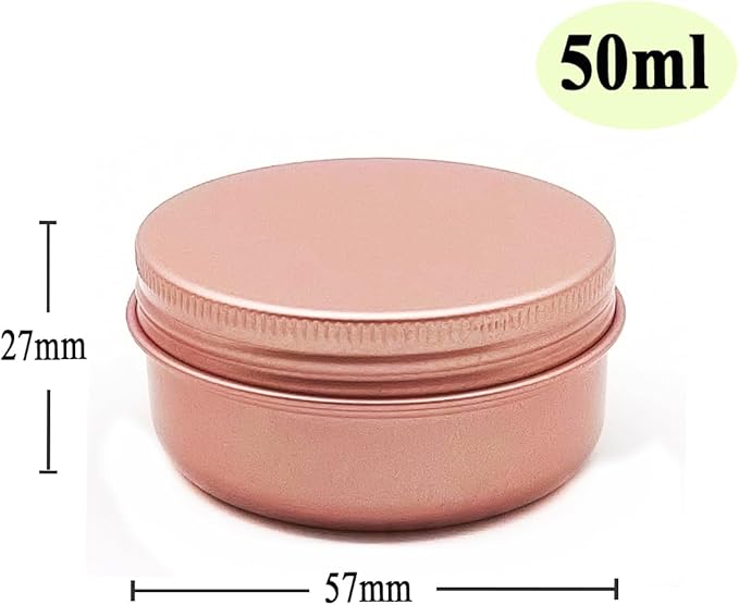 10pack 50ml Aluminum Tin, 50 Gram Travel Size Container Leak Proof Cosmetic Jars, 50g Small Makeup Round Screw Lids Cans for Cosmetic, Salves, Lip Balms, Toner, Cream, Candle, Tea, Wax, Pink