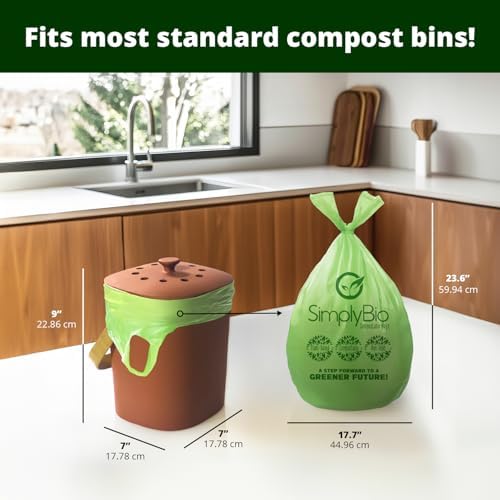 Simply Bio 3 Gallon Compostable Trash Bags Liners with Handle-Tie, Thick 0.67 Mil, 11.36 Liter, 80 Bags, Small Kitchen Food Scrap Waste Bag, ASTM D6400, US BPI and OK Compost Home Certified - Image 2