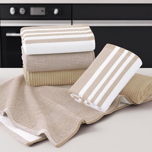 Homaxy Cotton 380 GSM Premium Kitchen Towels, 18"x 28", 9 Pack, Khaki - Image 5
