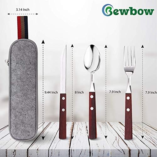 PREMIUM Stainless Steel Travel Utensils Set with Case, 3pc Full Size Fork - Image 2
