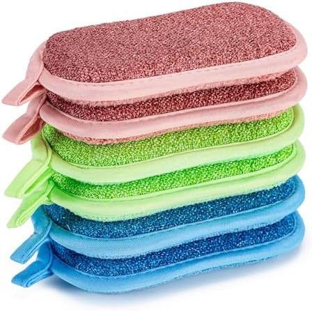 Non Scratch Scrub Sponge-6pack, Dual-Sided Sponges Kitchen(M, 3 Color) by CADONO