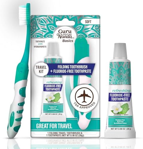 GuruNanda Folding Travel Toothbrush with Hydroxyapatite Toothpaste, 1ct by Gurunanda