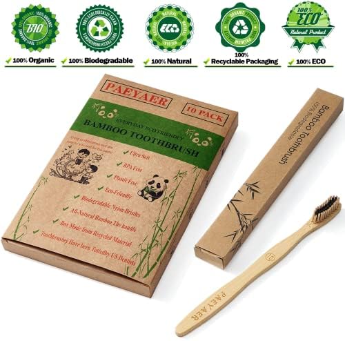 20 Count Bamboo Toothbrushes (Soft+Medium), Natural Wood Toothbrush Bulk, Eco-Friendly, BPA Free, Biodegradable & Compostable Charcoal Wooden - Image 5