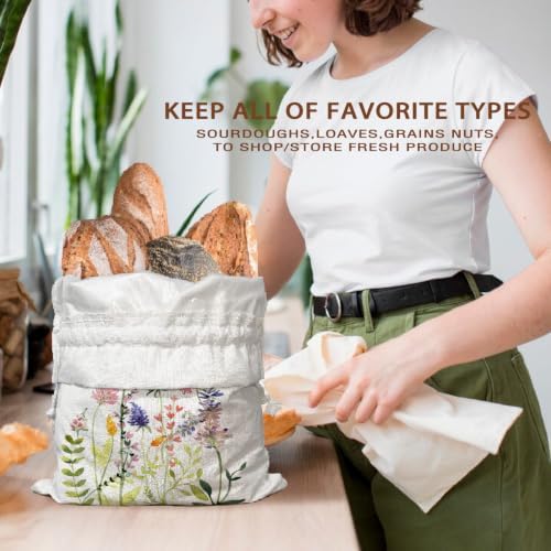 Flroal Linen Bread Bag, Homemade Bread Sourdough Bags 2Pcs - Image 7