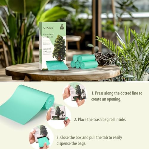 Small Compost Bags 2.6 Gallon Trash Bag, EcoSilva 125 Count Small Compost Bags for Countertop Bin, Compostable Trash Bags 2.6 Gallon Compostable Food Scrap Bag for Kitchen Bathroom Office - Image 5