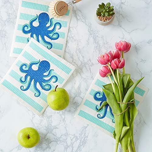 DII Swedish Dishcloths for Kitchen & Cleaning, Reusable, Machine Washable & Dishwasher Safe, Biodegradable, 7.75 x 6.75, Octopus, 3 Piece - Image 5
