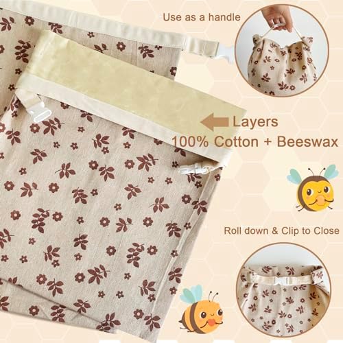 2 Pack Beeswax Bread Bags for Sourdough,Reusable Cotton Beeswax Bag for Homemade Bread,Freezer-Friendly & Freshness Preservation Storage to Keep Fresh - Image 6