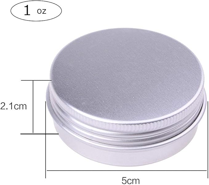 30 ml（1 oz）24 Pack Silver Aluminum Round Lip Balm Tin Storage Jar Containers with Screw Cap for Lip Balm, Cosmetic, Candles