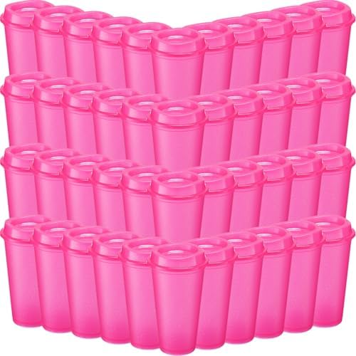 Honeydak 45 Pack 16 oz Reusable Coffee Cups with Lids Water Bottle Iced Coffee Travel Mug Portable Plastic Tea Tumblers Bulk for Hot and Cold Drinks Birthdays Party (Hot Pink,Stylish) by Honeydak