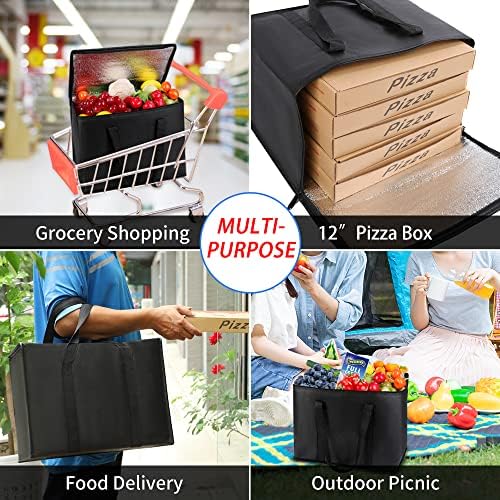 1-Pack Insulated Reusable Grocery Shopping Bags, X-Large, Black - Image 5