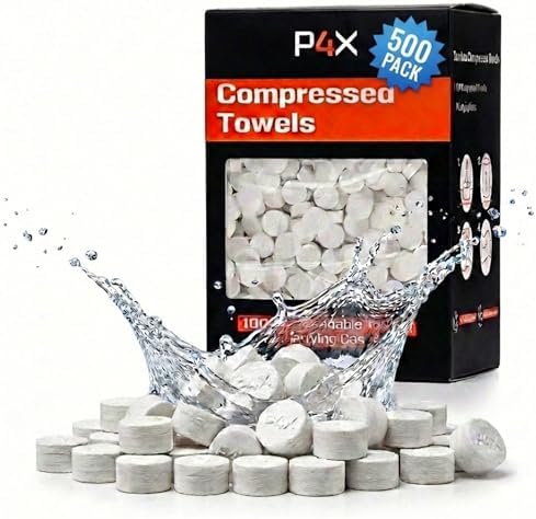 Compressed Towel Tablets - 100% Bamboo Camping Toilet Paper Tablets, Great for Hiking, Travel and Backpacking - Disposable Washcloths, Body Wipes, Paper Towel Coin Tissue - 100/250/500 Pack by PREPARED4x