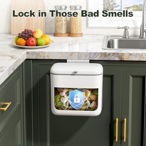 CTIME Compost Bin Kitchen 1.8 Gallon, Hanging Small Trash Can - Image 5