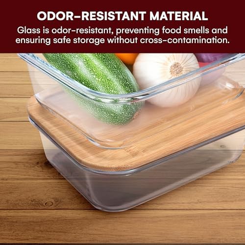 Vdomus Glass Food Storage Containers with Bamboo Lids 36.0oz/1.0L - Stackable Meal Prep Container - Airtight Glass Food Containers - Microwave, Dishwasher Safe - Reusable Lunchbox (Pack of 4) - Image 5