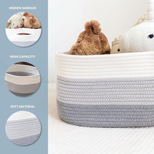 OrganiHaus Cotton Rope Baskets for Shelves, Set of 3, 15x9x10 - Image 3