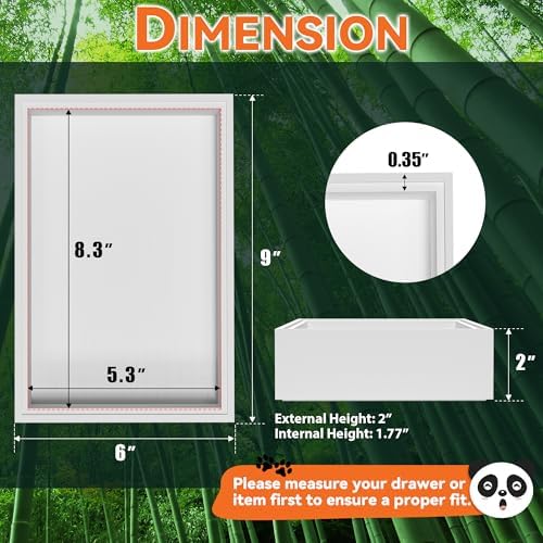 Lixple Bamboo Kitchen Drawer Organizer, 2 Pack, 9" x 6" x 2", White - Image 2