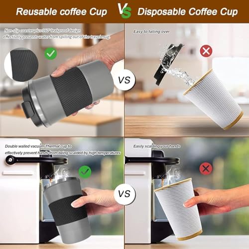 Insulated Travel Coffee Mug, Stainless Steel Coffee Cup with Leakproof Lid - Image 4