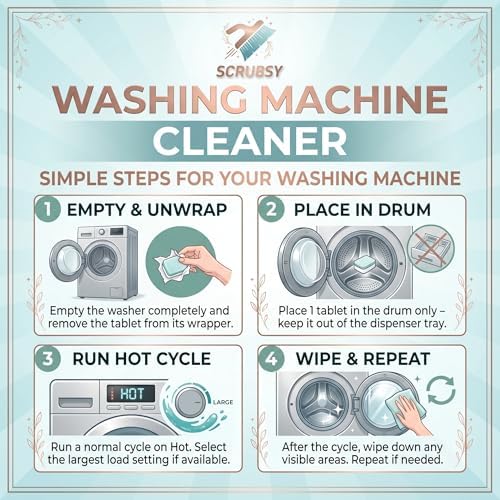 Washing Machine Cleaner Descaler Tablets 24 Pack - Deep Cleaning for Front Loader, Top Load & HE Washers, Septic Safe Eco-Friendly Deodorizer, Clean Inside Drum and Laundry Tub Seal - 12 Month Supply - Image 4