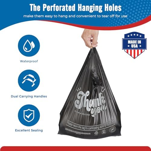 Fuxury 2000 Count (2K) Black Plastic Thank You T-shirt Bags (11.5" x 6.5" x 21"), Grocery, Take Out, To Go, Retail Shopping Bags for Small Business in Bulk - Image 3