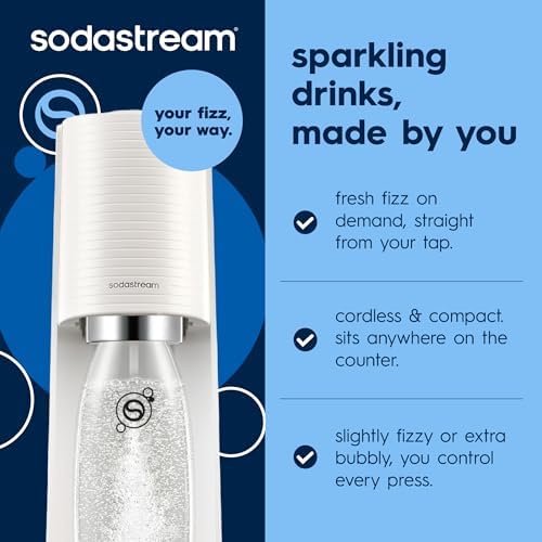 SodaStream TERRA Sparkling Water Maker, Value Bundle, CQC CO2 System, Includes 2 Quick Connect 60L CO2 Cylinders, 3 Dishwasher Safe BPA Free Bottles, 2 bubly Drops, Make your own Pepsi, White - Image 3