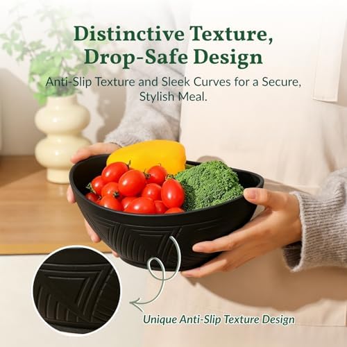 Homienly 9.6 inch Serving Bowls, Large Serving Dishes for Wedding Parties, 60 Oz for Salad, Side Dishes, Pasta, Oval Shape, Microwave & Dishwasher Safe, Set of 4, Black - Image 4