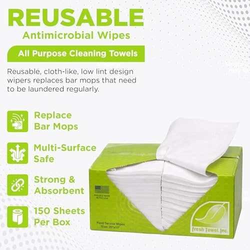 Fresh Towel Foodservice Wipes, 150 Count, 13x20 Cleaning Towels Box - Image 2