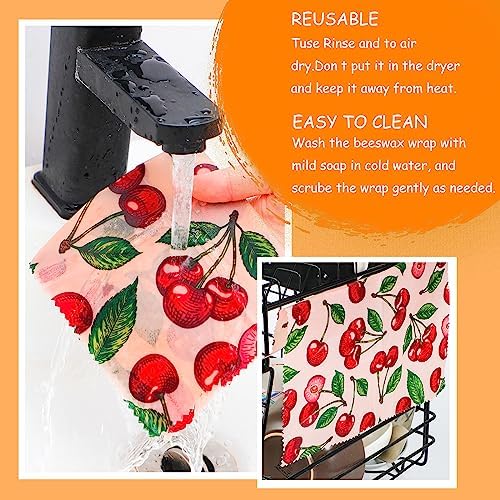Reusable Beeswax Wrap, 11 Pack Eco-Friendly Beeswax Wraps For Food, Organic, Sustainable, Biodegradable, Zero Waste, Plastic-Free Food Storage, 1L Avocado, 2M Cherry, 4S Strawberry, 4XS Lemon Patterns - Image 5
